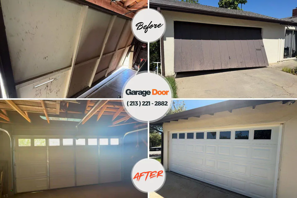 Before and after: garage door repair New Canaan, CT